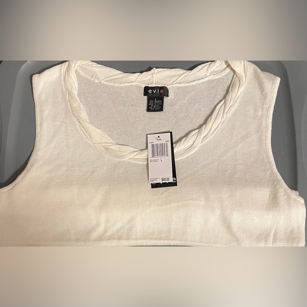 EVIE knit sleeveless top with braided neck detail